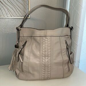 Tignanello Cream Leather Shoulder Bag